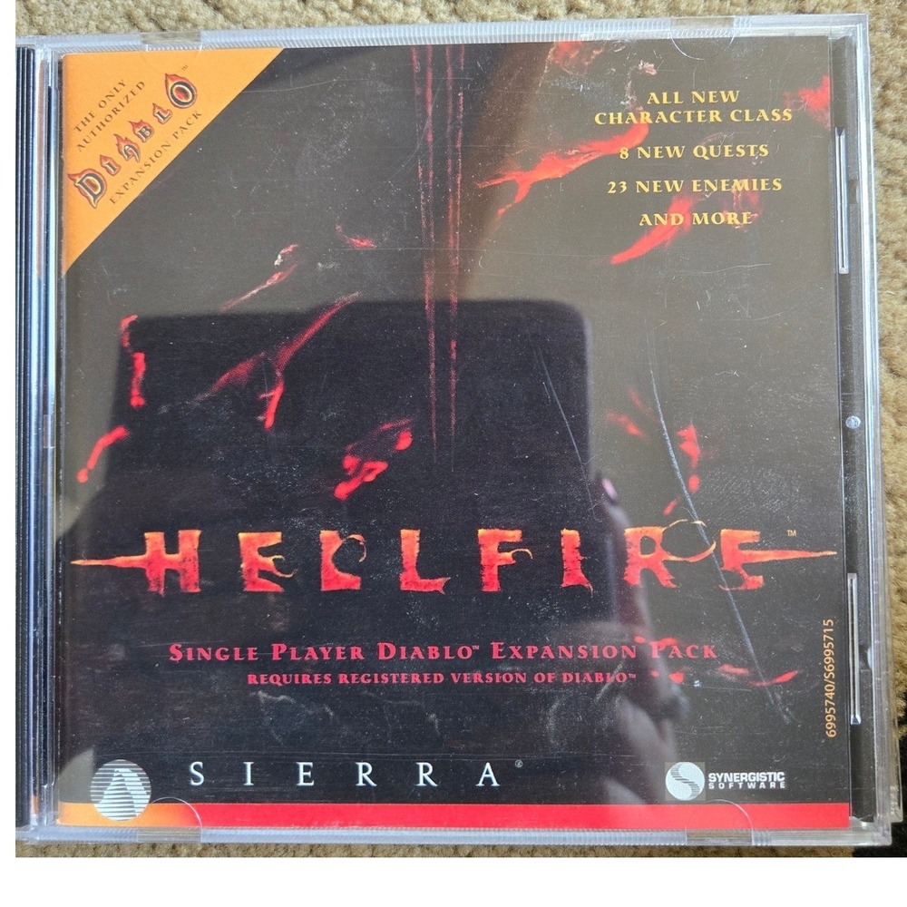 Diablo Hellfire PC Expansion Pack Sierra Synergistic Software 1997 Vintage RPG